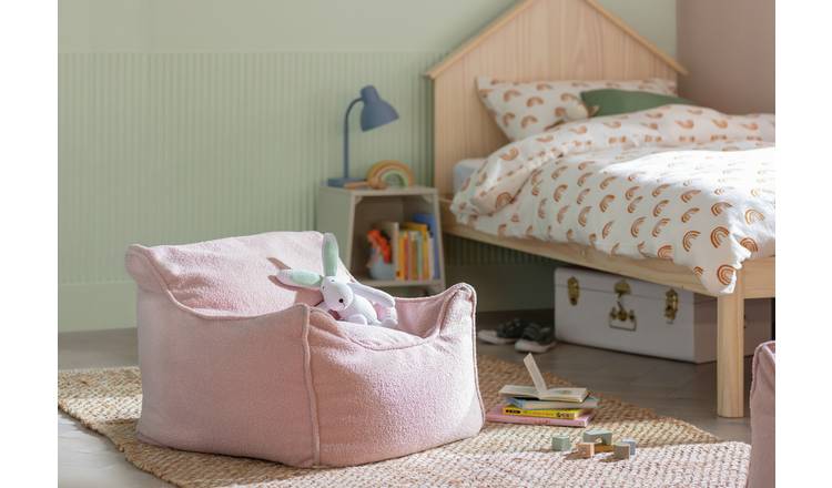 Kaikoo kids single chair boucle bean bag pink, UK version