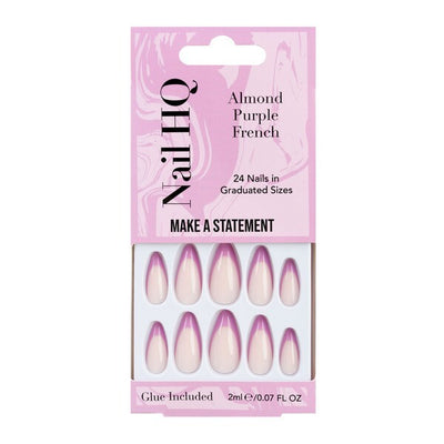 Nail HQ Almond Purple French Nails 24 Pieces