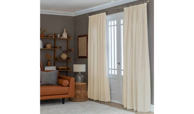 Habitat Herringbone Fully Lined Pencil Pleat Curtains -Cream