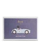 Harrods vintage-style wooden racing car toy with spinning wheels, UK version