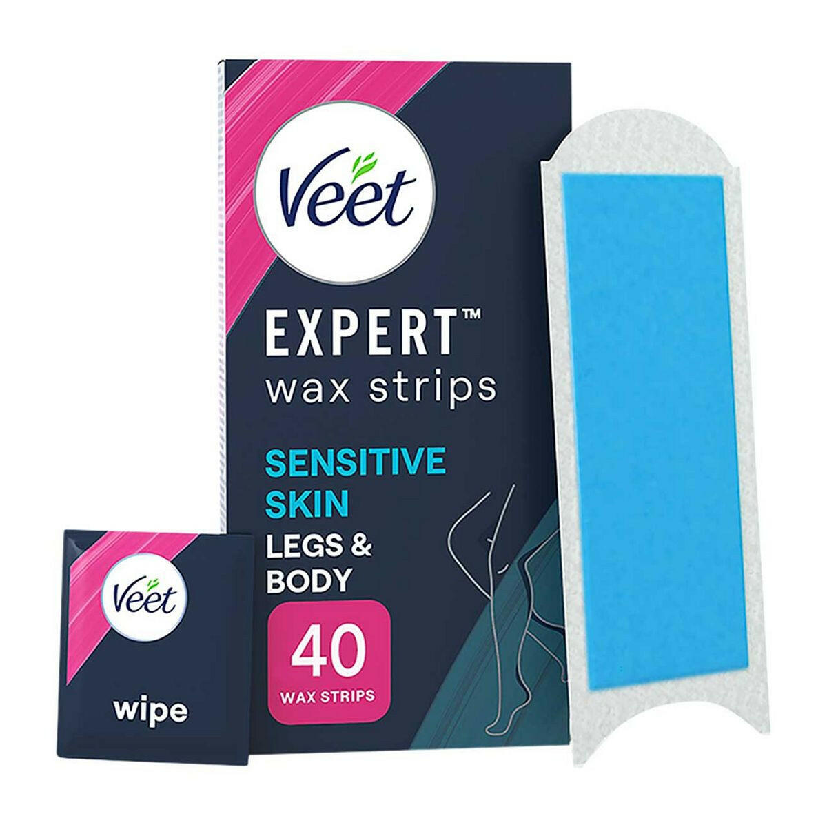 Veet Expert Wax Strips Legs Body Sensitive Hair Removal - 20s GOODS Boots