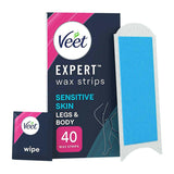 Veet Expert Wax Strips Legs Body Sensitive Hair Removal - 20s GOODS Boots
