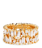 Suzanne Kalan Yellow Gold and Mixed Diamond Tech Ring Jackets (Size 8.5)