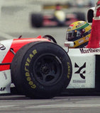 Leipzig Galleries Ayrton Senna race-used wheel nut and autograph framed display 69x99x12cm, UK version