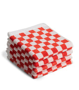 BAINA Set of 4 Organic Cotton Check Quill Facecloths 30cm x 30cm