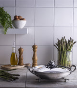 Hammered Stainless Steel Gratin Pan with Lid, 30cm