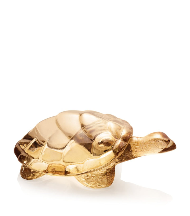 Lalique gold-covered crystal turtle sculpture ornament from Fauna collection, UK version