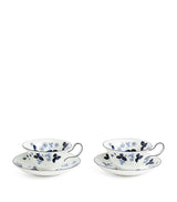 Wedgwood Wild Strawberry Inky Blue Teacup and Saucer Set of 2