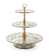 MacKenzie-Childs Sterling Check Three-Tier Cake Stand