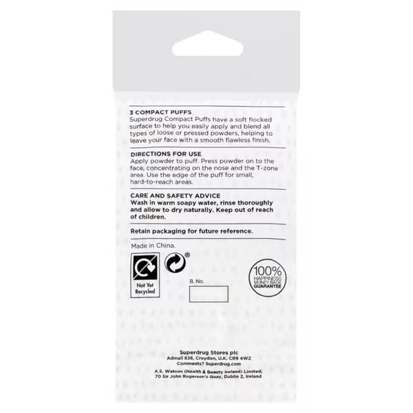 Superdrug Compact Puffs For Loose Powder Face Makeup Tool (British brand)