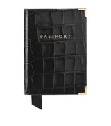 Aspinal Of London Croc-Embossed Passport Cover Leather Travel Accessory