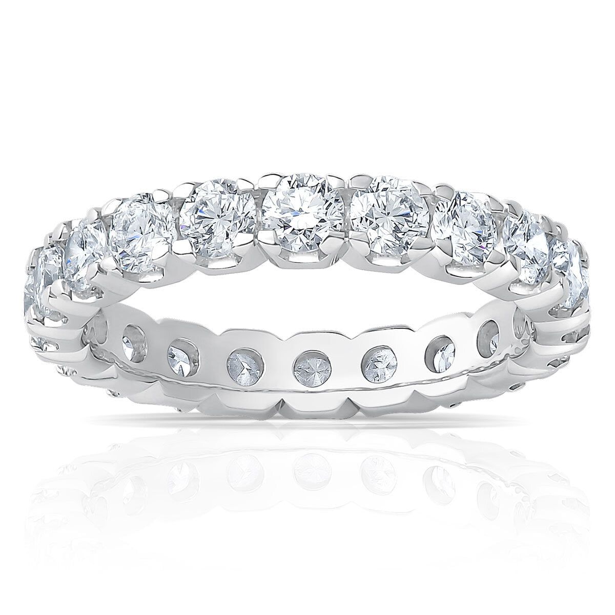 2.00ctw Round Brilliant Cut Claw Set Eternity Ring, Platinum in 6 Sizes - McGrocer