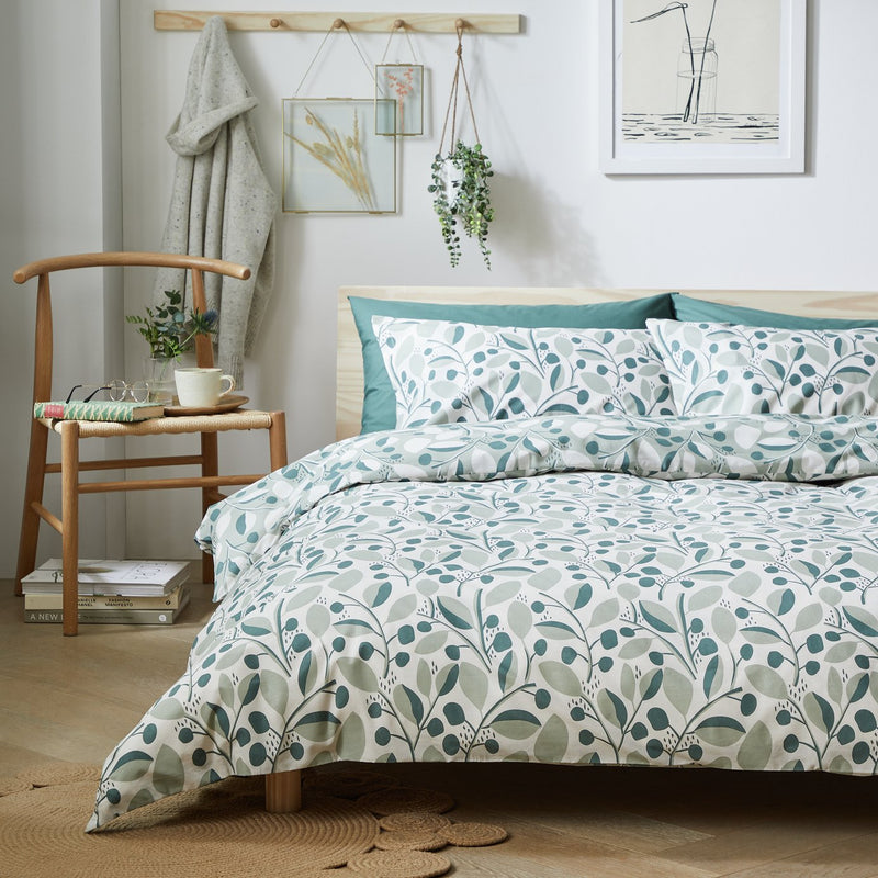 Argos Home Modern Scandi Floral Green double duvet cover set - British product