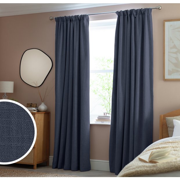 Habitat Blackout Pencil Pleat Curtains Navy 117x137cm, UK version