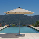 SunVilla 10ft Solar LED Round Market Umbrella Beige Outdoor Patio Umbrella