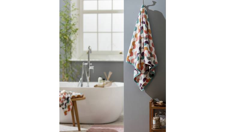 Habitat Brights Geo Tufted hand towel in multicolour, 2 pack, UK version