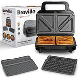 Breville 3-in-1 Sandwich Waffle and Panini Maker Snack Maker