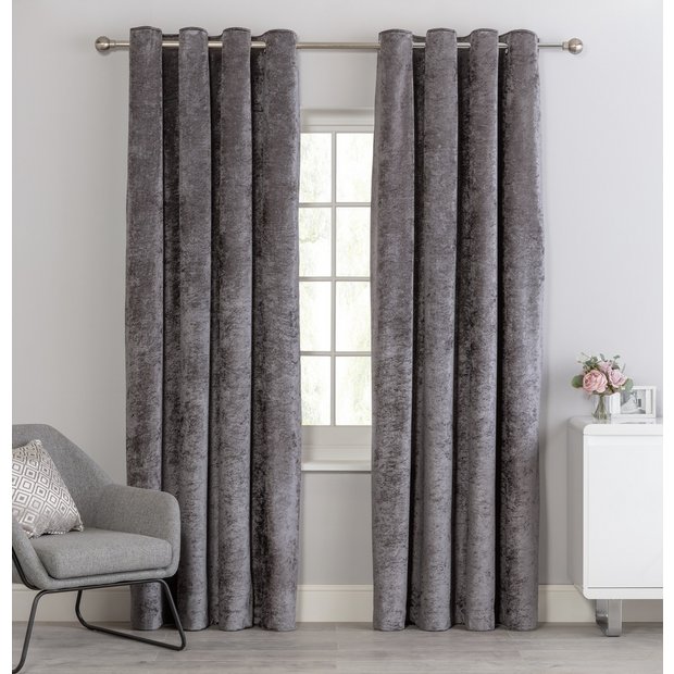 Argos Home velvet eyelet curtains charcoal 168x183cm - British product