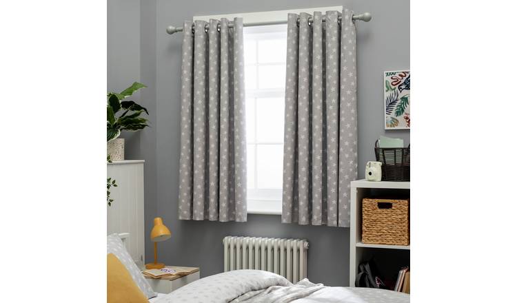 Habitat Kids Star Blackout Eyelet Curtain - Grey
