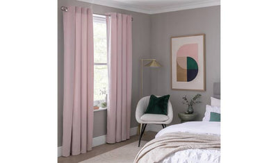 Habitat Blush Pink Eyelet Velvet Curtains 117x137cm