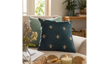 Habitat gold bee printed cushion teal 43x43cm, UK version