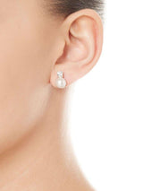 Luxury Silver Simulated Pearl and Cubic Zirconia Drop Earrings 12mm