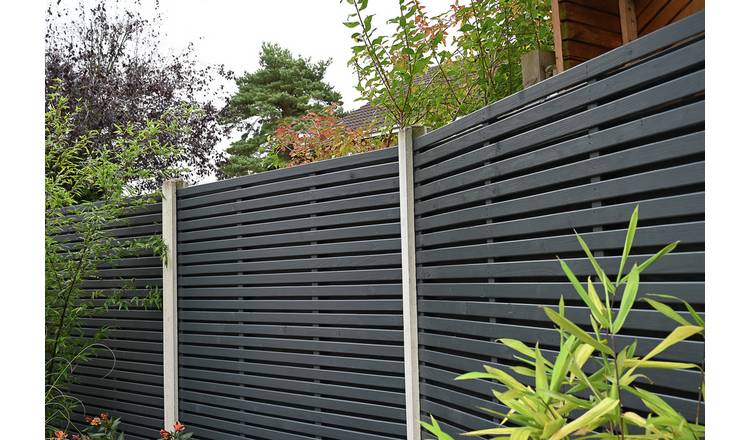 Forest Garden Grey Fence Panel Set of 4 - British product