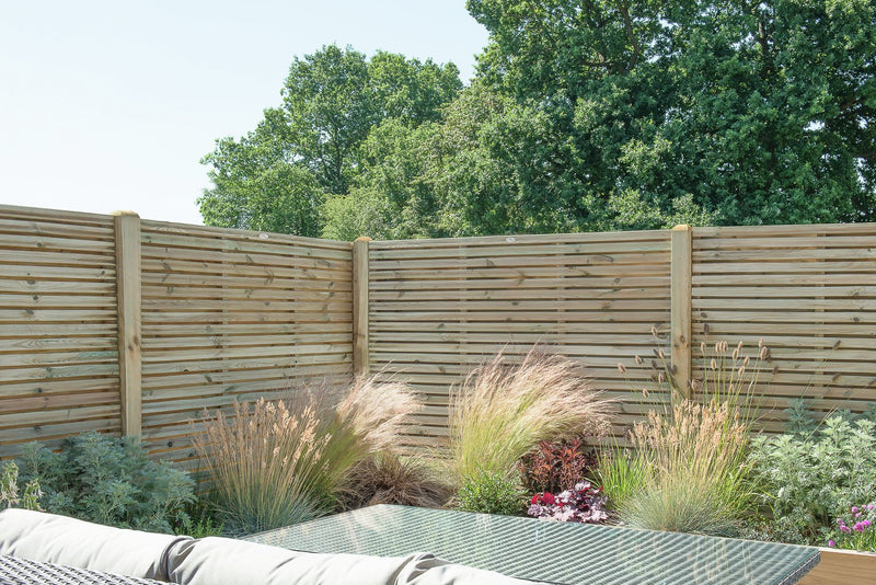 Forest Garden 6x6 double slatted fence panel pack of 4 - British product