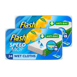 Flash Speedmop Wet Cloths Lemon Multi-Surface Cleaning Wipes 2 x 24 Pack
