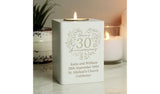 Personalised 30th Pearl Anniversary Tea Light Holder 10x7.5x7.5cm