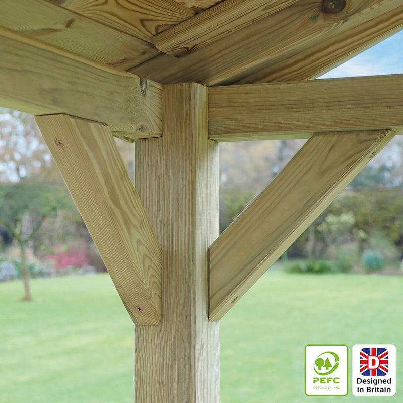 Zest 7ft 5 x 4ft 6 (2.26 x 1.38m) Wooden BBQ Grilling Pavilion