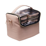 Livingandhome Portable Makeup Case Adjustable Dividers Pink Bag 30cm