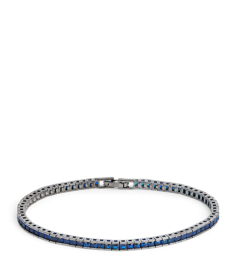 Tateossian tennis bracelet with blue spinel stones (British brand)