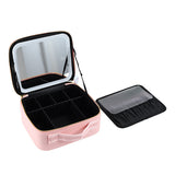 Livingandhome Travel Makeup Bag with LED Mirror Pink