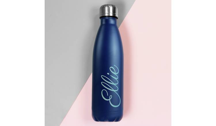 Personalised blue insulated water bottle 500ml, imported from the UK