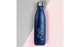 Personalised blue insulated water bottle 500ml, imported from the UK