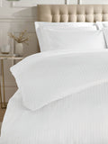 Catherine Lansfield White Satin Stripe duvet cover and pillowcase set - British product