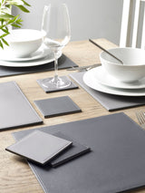 Charcoal Grey Reversible Faux Leather Placemats and Coasters Set of 4