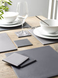 Charcoal grey reversible faux leather placemats and coasters set of 4 (British brand)