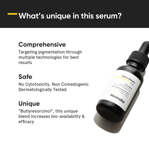Minimalist Alpha Arbutin Serum Pigmentation treatment, imported from the UK