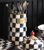 MacKenzie-Childs Courtly Check enamel utensil holder, imported from the UK