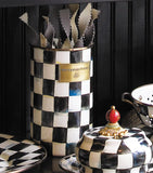 MacKenzie-Childs Courtly Check enamel utensil holder, imported from the UK