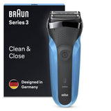 Braun Series 3 310 Electric Shaver, Wet & Dry Razor for Men, Black/Blue - McGrocer