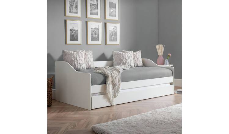 Julian Bowen Elba wooden day bed with trundle in white, UK version