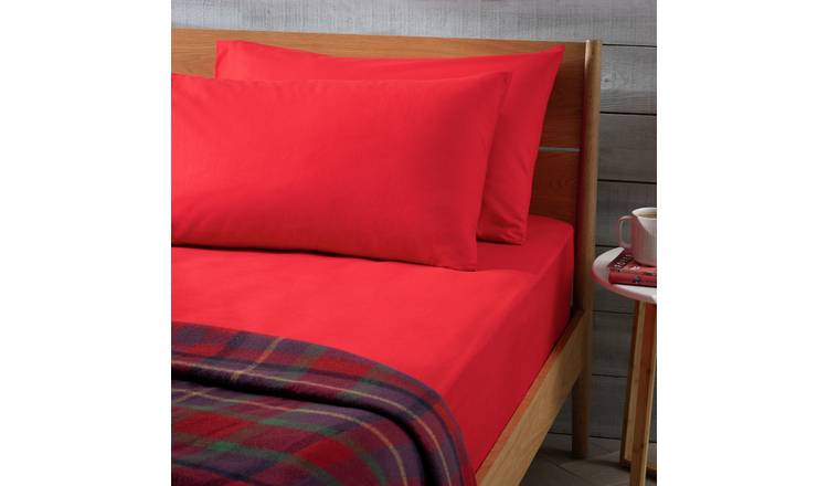 Habitat brushed cotton pillowcase pair red 75x50cm, UK version