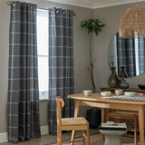 Habitat grey square check eyelet curtains 117cm by 183cm, UK version