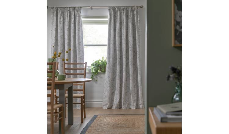 Habitat green and white floral blackout curtains 117x137cm, UK version