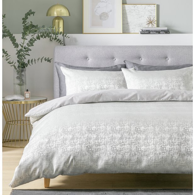 Habitat distressed jacquard silver duvet cover set king size, UK version