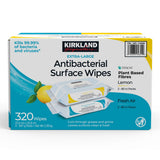 Kirkland Signature Antibacterial Surface Wipes Lemon and Fresh Air Scent Multi-Purpose 4 x 80 Wipes
