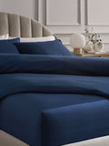 Navy 300 thread count luxe cotton extra deep fitted sheet, imported from the UK